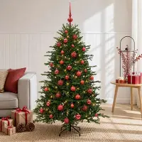 Syfax Künstlicher Weihnachtsbaum mit Weihnachtskugel 120 cm 150 LEDs