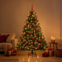Syfax Künstlicher Weihnachtsbaum mit Weihnachtskugel 150 cm 150 LEDs