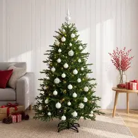 Syfax Künstlicher Weihnachtsbaum mit Weihnachtskugel 150 cm 150 LEDs