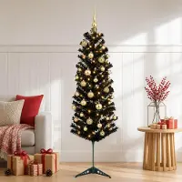 Syfax Künstlicher schmaler Weihnachtsbaum mit Weihnachtskugel 150 cm