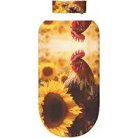 Markenlos Wickeldecken-Set mit Sonnenblumen und Hühnern sowie passendem Stirnband, ideal nach dem Baden