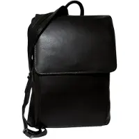 Markenlos Josephine Osthoff Rucksack Echt Leder Damen Business Freizeit (123), Farbe:Schwarz