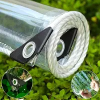 Merkloos Transparente PVC-Plane, 3x3 Meter, wasserdicht, 450 g/m², UV-beständig, mit Ösen und Seil