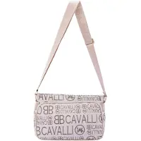 B Cavalli Umhängetasche Damen Kunstleder Schwarz mit Reißverschluss Black and Black UNICA 19x28x13 cm