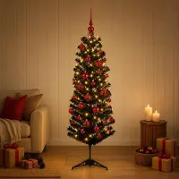 Syfax Künstlicher schmaler Weihnachtsbaum mit Weihnachtskugel 120 cm