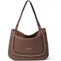 Braccialini Schultertasche Damen Echtleder Braun mit Reißverschluss Brown UNICA 42.5x32x14 cm B16923-MARRONE