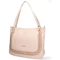Braccialini Schultertasche Damen Echtleder Braun mit Reißverschluss Brown UNICA 42.5x32x14 cm B16923-MARRONE