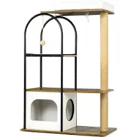 OEM Kletterturm - 4 Ebenen - Stufenbeschutzung - 80x40x118,5 cm - Braun/Weiß
