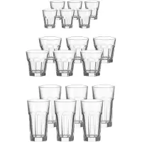 Leonardo Gläser-Set "Bargläser Rock 18er Set transparent", bunt (transparent), B:2cm H:2cm, Glas, Trinkgefäße, Gläser-Set, Ideal für den Alltag, spülmaschinengeeignet