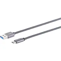 S-Conn USB C Lade-/Datenkabel Typ C 3.2 Gen 2 - 10 Gbit/s Nylon-Mantel C-St. auf A-St.