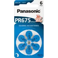 Panasonic V675 6-BL (PR44/PR675H), Einwegbatterie, Zink-Luft, 1,4 V, 6 Stück(e), 650 mAh, Silber
