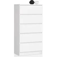 Akord Kommode 5 Schubladen Weiß 60X40X121 Cm