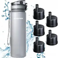 AQUAPHOR CITY Filterflasche 800 ml Grau + 5 Filterkartuschen