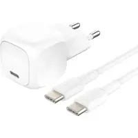 Belkin USB-Ladegerät "BoostCharge Kompaktes USB-C-Ladegerät 20W und USB-C zu USB-C-Kabel", weiß, B:10,16cm H:10,16cm T:3,49cm, Ladegeräte, USB-Ladegerät