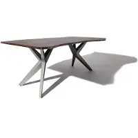 MASSIVMOEBEL24.DE Baumtisch Akazie 140x90x76 grau lackiert Beine anthrazit glänzend FREEFORM 4 #18