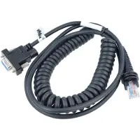 VHBW Datenkabel RJ45 Stecker auf RS232 Buchse kompatibel mit Datalogic The Dragon 6010-M Barcodescanner - Spiral Kabel, 3 m Schwarz