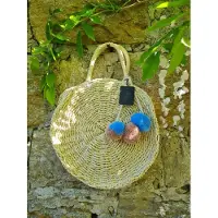 Yehwang Handtasche Runde Strandtasche cremeweiß Sommertasche Ibiza Urlaub