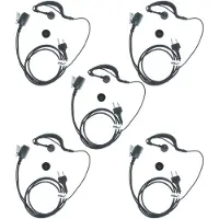 VHBW 5x Headset kompatibel mit Rexon RL328S, RL328CQ, RL328+, RL328 Plus, RL328 Funkgerät - schwarz
