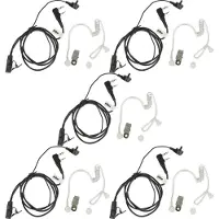 VHBW 5x Headset kompatibel mit Kenwood TH-22AT, TH-26, TH-225A, TH-22A, TH-22E, TH-235, TH-235A, TH-235E, TH-25 Funkgerät - schwarz, Akustikschlauch