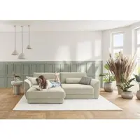 Die Planbar Ecksofa "ZE-EM24138 L-Form, 264 cm breit, Softsitz-Couch Polsterecke", racer natur, B:264cm H:83cm T:180cm, 100% Polyester, Sofas, Ecksofa, Kaltschaumpolsterung mit Sitztiefenverstellung