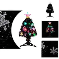 vidaXL Weihnachtsbaum mit LED-Schneeflocken Schwarz 64 cm Fiberoptik - Weihnachtsbäume
