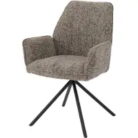 Mendler Esszimmerstuhl HWC-G67, Küchenstuhl, drehbar Auto-Position Metall Chenille (410g/m²) Gestell schwarz, braun