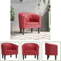 The Living Store Clubsessel Weinrot Kunstleder