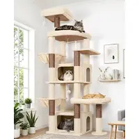 Merkloos Katzenbaum – Kratzbaum, Katzenbaum XXL – 192 cm – Beige – Für 3 bis 5 Katzen