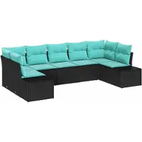 vidaXL Gartensofa-set 7 stk. 7-Sitzanzahl Schwarz und Türkis