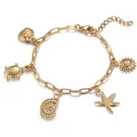 Firetti Bettelarmband "Schmuck Geschenk Edelstahl Armschmuck Armkette Ocean", gold (gelbgoldfarben), Armbänder, Damen, 24cm, Edelstahl, Bettelarmband