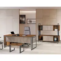 AEA Klassischе Komplette Arbeitszimmermöbel Braun Eckbürotisch 3tlg Holz