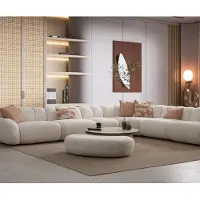AEA Modernes Wohnzimmer Set Designer Couchtisch Poslterhocker 2-tlg
