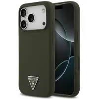 GUESS – Silicone Triangle Logo MagSafe Hülle für iPhone 17 Pro – khaki