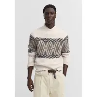 Bugatti Rollkragenpullover "Regular Fit", Herren, Gr. 3XL, weiß (20, ecru), 80% Wolle, 20% Polyamid, Jacquardmuster, regular fit, Pullover Rollkragenpullover, Regular Fit Wollmix Jacquard