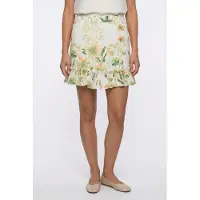 Vero Moda Minirock "VMJOSIE SHORT SKIRT WVN GA", Damen, Gr. XS (34), bunt (cloud dancer aop:mea), Web, Obermaterial: 83% Viskose, 17% Nylon, bedruckt, regular fit knielang, Röcke Minirock