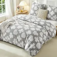Sonstiges Bettwäsche-Set 220x240 cm 3-teilig Mikrofaser Grau mit Schmetterlingen und Herzen, inkl. 2 Kissenbezügen 80x80 cm mit Reißverschluss