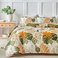Sonstiges Bettwäsche-Set 200x200cm 3-teilig Mikrofaser Sonnenblumen Palmenblätter Gelb mit Reißverschluss