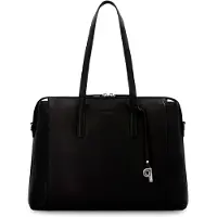 Markenlos Damen Shopper Bali aus Rindsleder in Schwarz, Maße: 28x37x13 cm