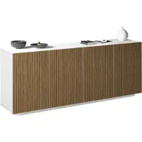 Home affaire Sideboard "Vega Sideboard,Kommode,200 cm", weiß (weiß matt, canneté hell), B:200cm H:86cm T:43cm, Sideboards, Sideboard, mit 4 Türen,Fronten mit Rillen-Optik
