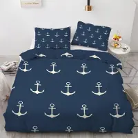 Sonstiges Bettwäsche-Set Anker 220x240 cm 3-teilig Mikrofaser Wendebettwäsche mit Reißverschluss 3D Motiv Ozean Maritim