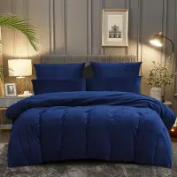 Sonstiges Bettwäsche Set 200x200cm Blau Dunkelblau Warm Plüsch Wende Bettbezug 2 Kissenbezüge 80x80cm