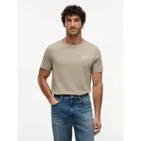 Tommy Hilfiger T-Shirt "PALM PHOTO PRINT", Herren, Gr. S, beige (keystone), Single Jersey, Obermaterial: 100% Baumwolle, regular fit, Rundhals, Shirts T-Shirt, mit Fotoprint hinten