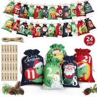 Dripio Adventskalender zum Befüllen, 24 Jutesäckchen, Dino-Motive, 2 Größen
