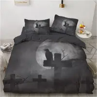 Sonstiges Bettwäsche-Set 220x240 cm Schädel Halloween Microfaser 3-teilig mit Reißverschluss