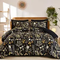 Sonstiges Bettwäsche-Set 2-teilig 155x220cm Schwarz Golden Beige Floral Mikrofaser