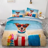 Sonstiges Bettwäsche-Set Jack Russell Terrier 200x200 cm 3-teilig Mikrofaser Wendebettwäsche mit Reißverschluss 3D Motiv
