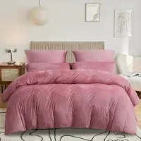 Sonstiges Bettwäsche Set 200x200 cm Rosa Altrosa Plüsch Warm Flanell Wendebettbezug Microfaser 2 Kissenbezüge 80x80 cm