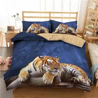 Sonstiges Bettwäsche Set Tiger Druck 135x200cm + 80x80cm Mikrofaser Wildtier Motiv