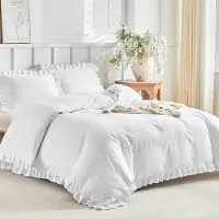 Merkloos Omgoods – Bettwäsche-Set aus Mikrofaser für Doppelbett, 240 x 220 cm, Weiß