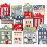 Papierdrachen Kerststad Adventskalender "Pastel" – Faltschachtel – Haus – Advents- und Weihnachtsdekoration – Zum Basteln und Selbstbefüllen – Set 01